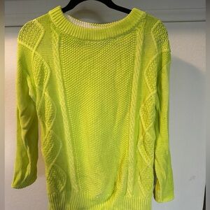 Nameless Neon Yellow Cable Knit Scoop-Neck Sweater
